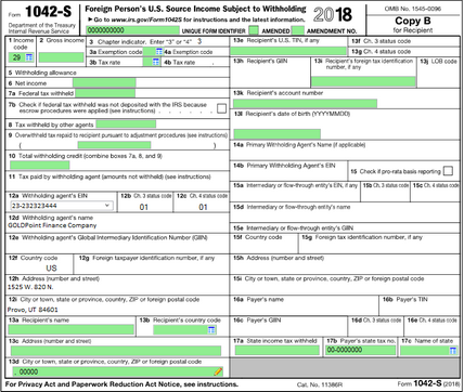 1042-S Form in IRS GOLD