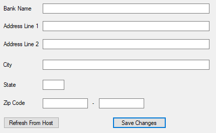 GOLD Services > GOLD ExceptionManager > Administrative > Bank Name and Address Screen