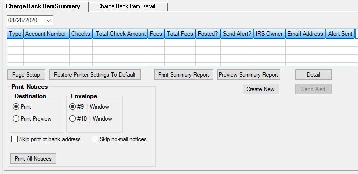 GOLD Services > GOLD ExceptionManager > Charge Backs Screen > Charge Back Item Summary Tab