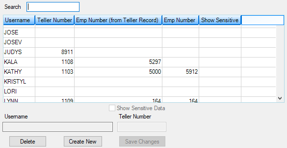 GOLD Services > GOLD ExceptionManager > Administrative > Setup > Tellers Screen