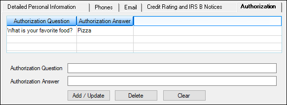 Customer Relationship Management > Households screen > Names tab > Authorization tab