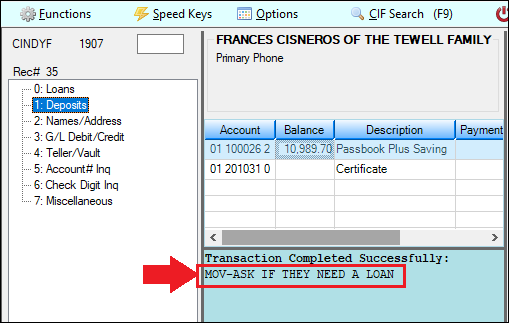 Transaction Results in CIM GOLDTeller