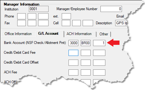 GOLD Services > Office Information Screen > G/L Account Tab