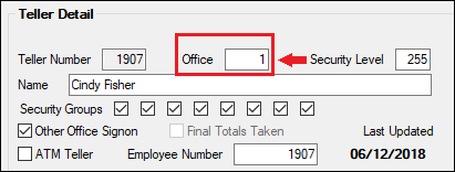 Security > Setup > Teller Tab