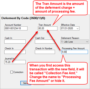 Figure 1: Deferment By Code Transaction (tran code 2600-13)  in CIM GOLDTeller