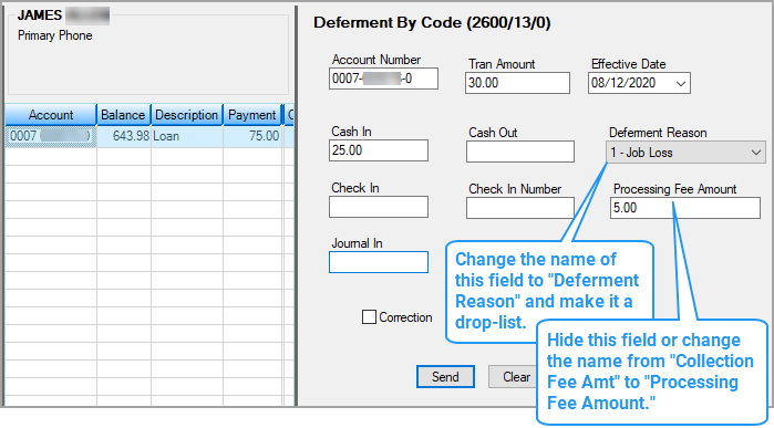 Deferment By Code Transaction (tran code 2600-13)