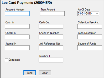 Before: LOC Card Payments (tran code 2600-45)