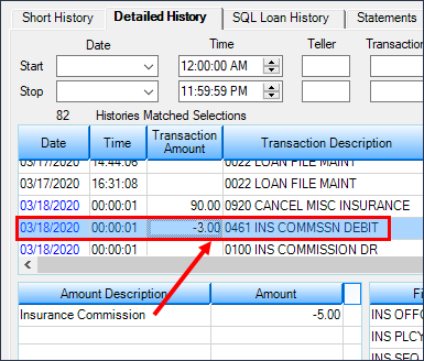 Loans > History Screen > Detailed History Tab