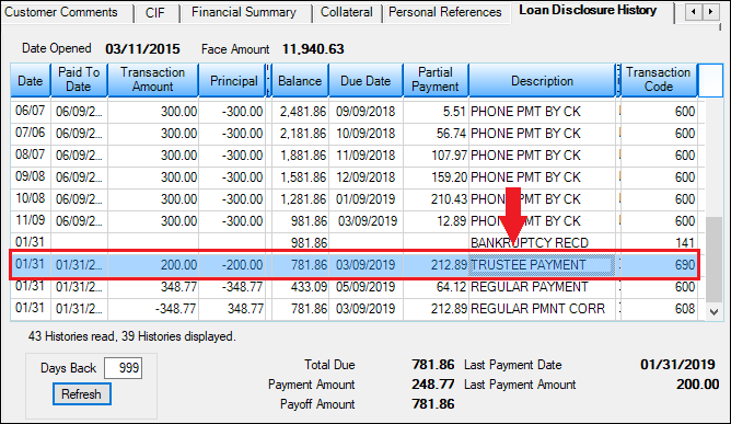 Loans > Marketing and Collections Screen > Loan Disclosure History Tab