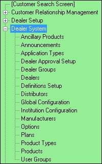 Dealer System in the CIM GOLD Tree View