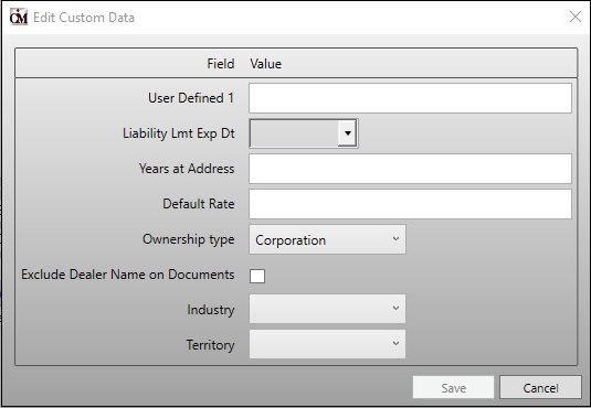 Edit Custom Data Dialog