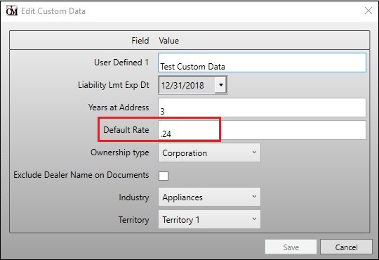 Edit Custom Data Dialog