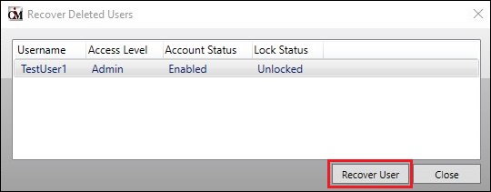 Recover Deleted Users Dialog