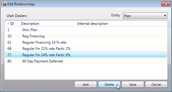 Edit Relationships Dialog——Delete Plan