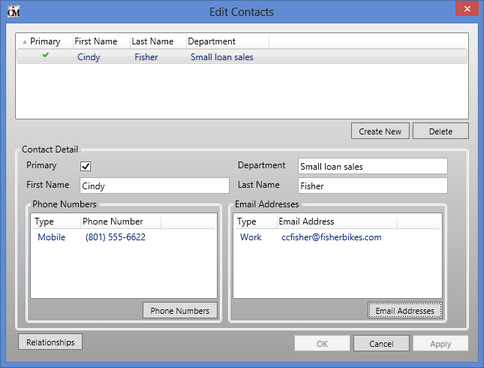 Edit Contacts Dialog