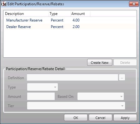 Discount Removed from the Edit Participation/Reserve/Rebates List View