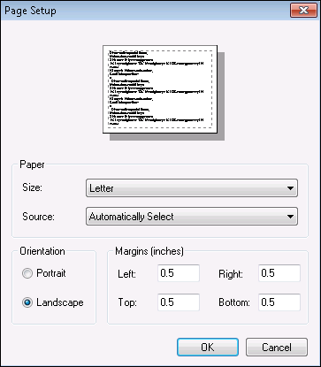 Page Setup Dialog