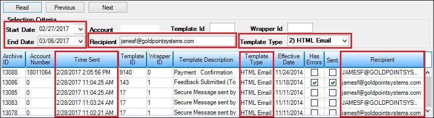 Search by Multiple Search Criteria Results Displayed in the Archive Manager List View