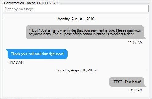 Free Form Text Sent and Visible in Message Display Area