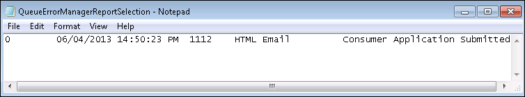 Queue Error Manager Selection Report in Tab Delimited Text File
