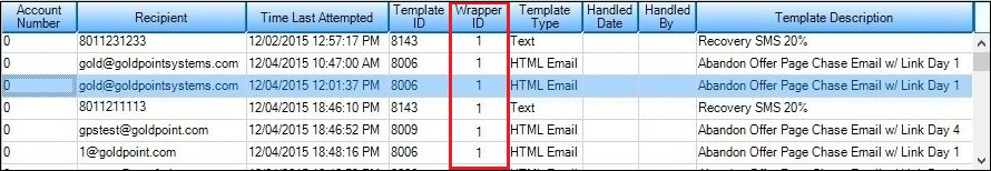 Search by Wrapper ID Results Displayed in the Queue Error Manager List View