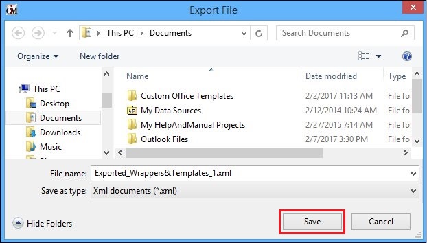 Select Folder to Save the XML File In