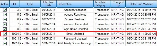 New Template in Templates Summary List View