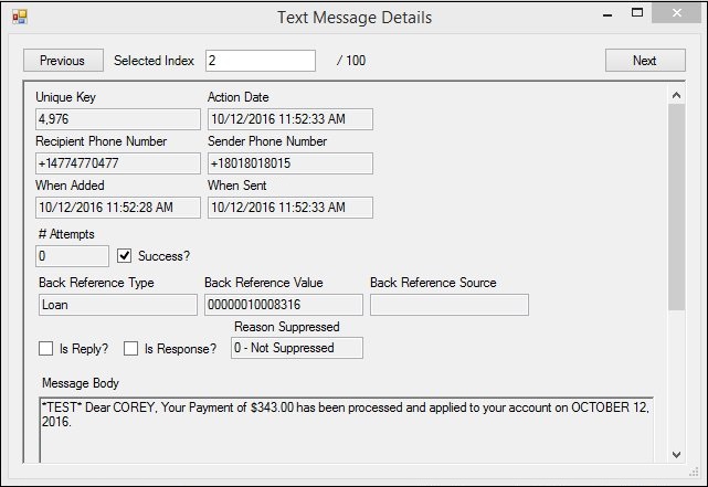 Text Message Details Dialog