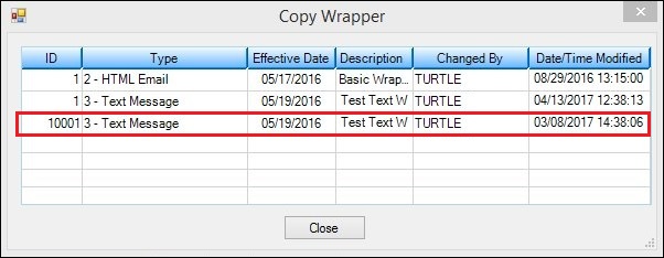 Select Wrapper in Copy Wrapper Dialog