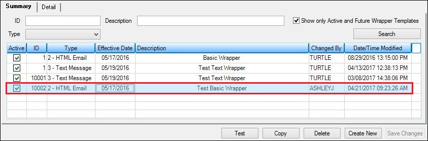 New Wrapper Template in Wrappers Summary List View