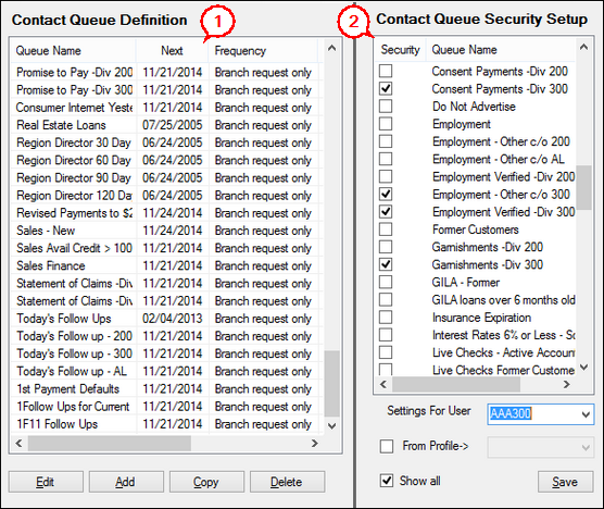 Queues > Contact Queues > Definition Screen