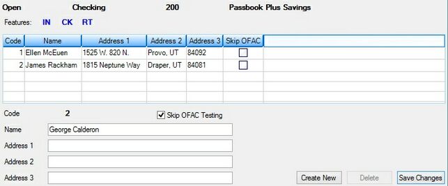 Deposits > Account Information > Customer Directed Transfers > Account Payees Screen