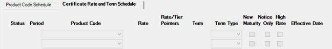 Deposits > Account Information > Roll Schedules Screen, Product Code Schedule Tab