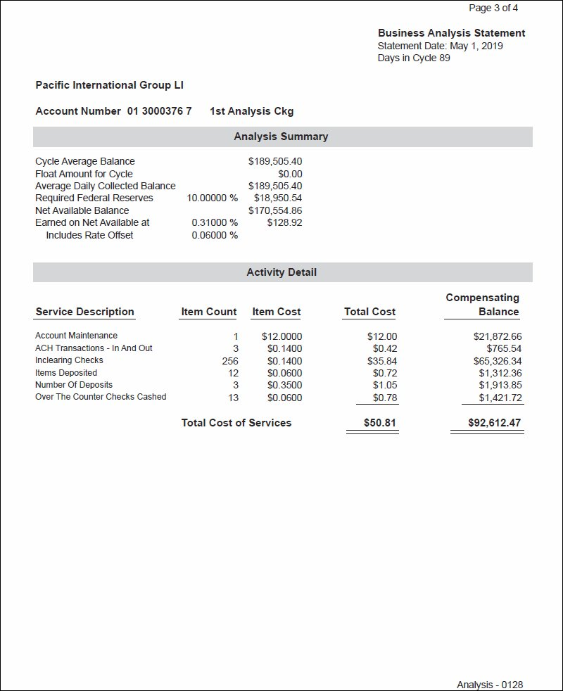 Combined Account Ehanced Account Analysis Statement Example - Page 3