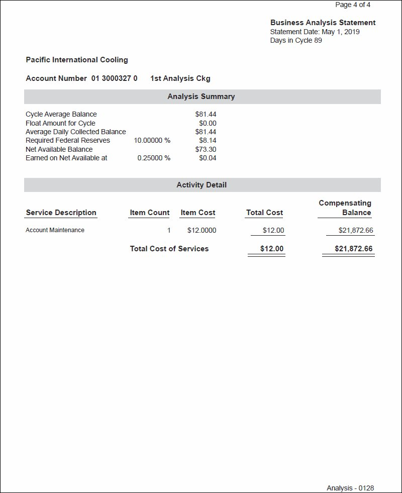 Combined Account Ehanced Account Analysis Statement Example - Page 4