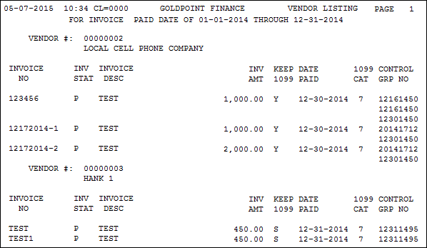 Vendor Invoice Listing Report 5 Vendor Invoice Listing Report 5
