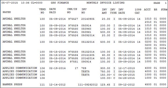 Monthly Invoice Listing Report (Report #11) Monthly Invoice Listing Report (Report #11)