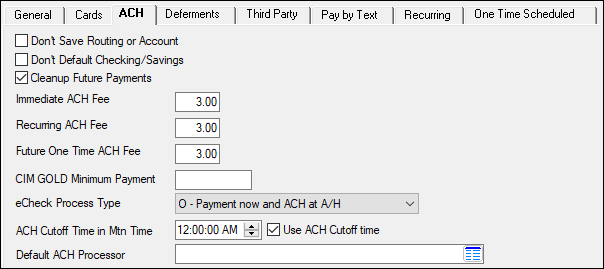 GOLDPoint Systems > EZPay IMAC Table > ACH tab