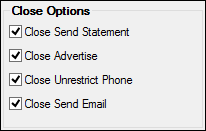 Close Options Field Group on the Bankruptcy Options Screen