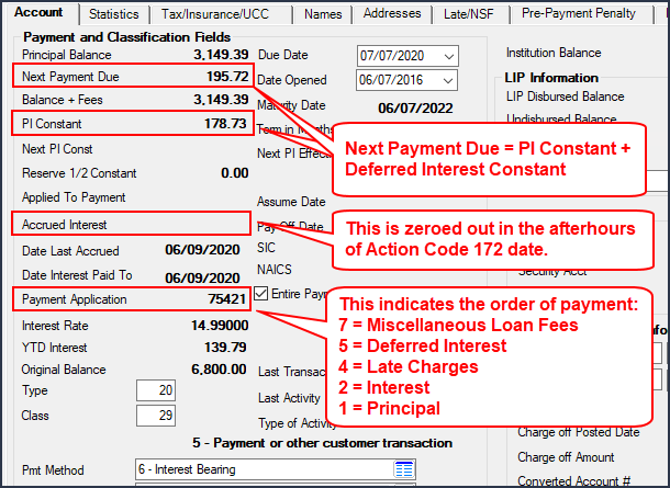 Loans > Account Information > Account Detail Screen > Account Tab