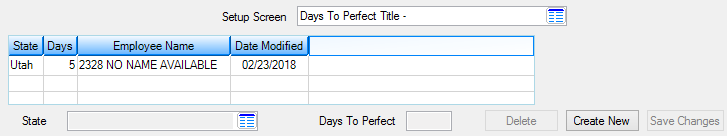 Loans > System Setup Screens > Days To Perfect Title Screen