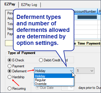 Loans > Transactions > EZPay Screen