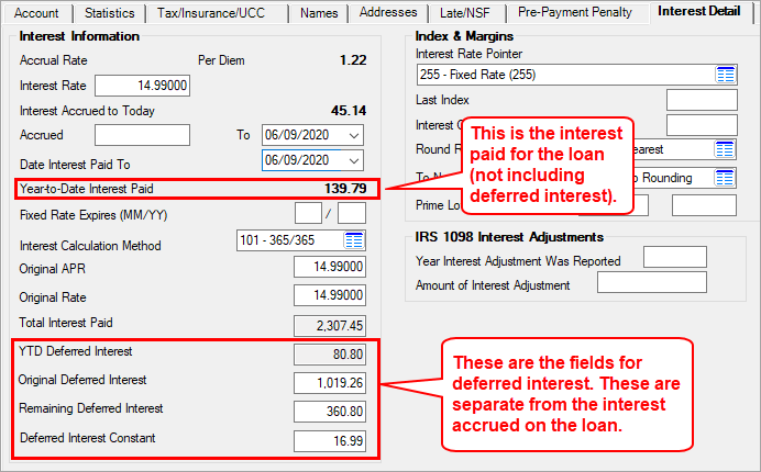 Loans > Account Infromation > Account Detail Screen > Interest Detail Tab