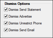 Dismiss Options Field Group on the Bankruptcy Options Screen