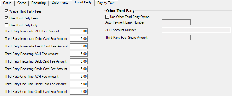 GOLDPoint Systems > EZPay IMAC Table > Third Party Tab