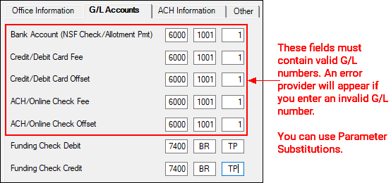 GOLD Services > General Ledger > Office Information Screen