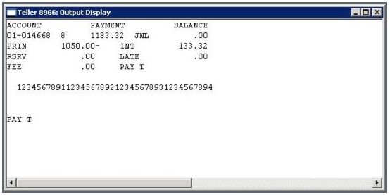 output tran code 830