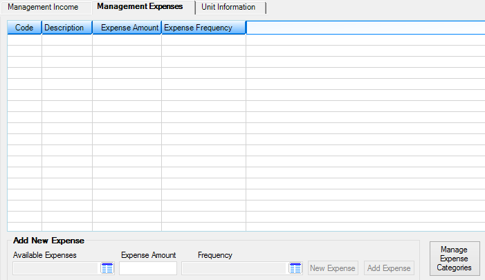 Loans > Commercial Loans > Property Income/Expenses/Units Screen, Management Expenses Tab