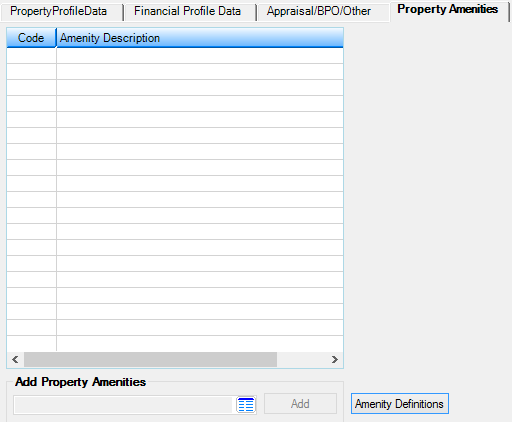 Loans > Commercial Loans > Property Management Screen, Property Amenities Tab