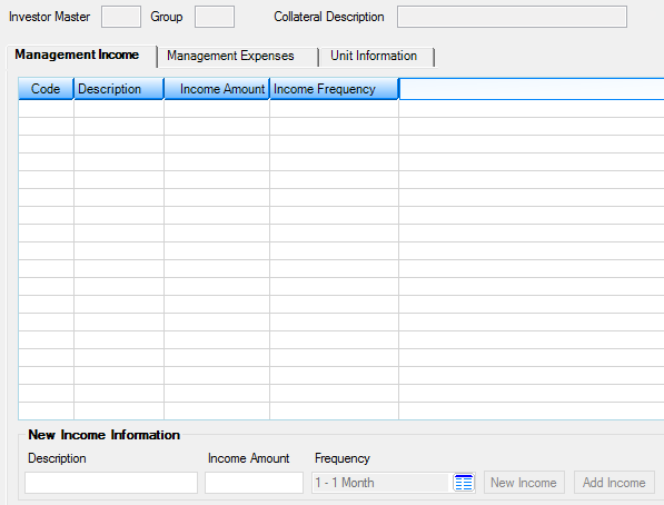 Loans > Commercial Loans > Property Income/Expense/Units Screen